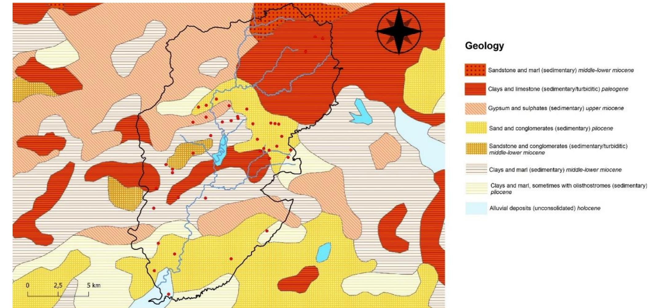 3. the geological map shows the sedimentary rock spread out