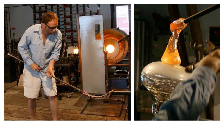 Figure 2: Adding a ribbon with structure around the surface of the bowl  Figure 3: Making an intertwined stick (left), adding a layer on top of the inner surface (right) 