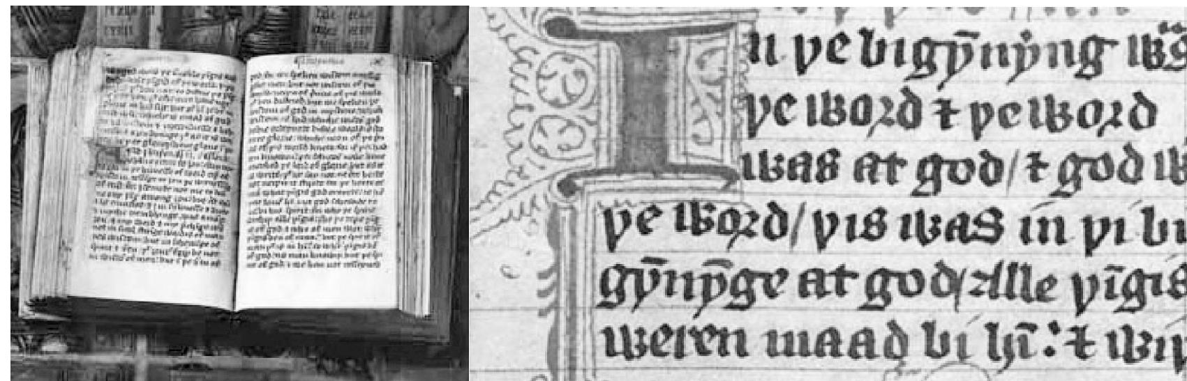 Image no. 1. Manuscript of Wycliffe’s Bible and the text in In 1:1-3a'” 
