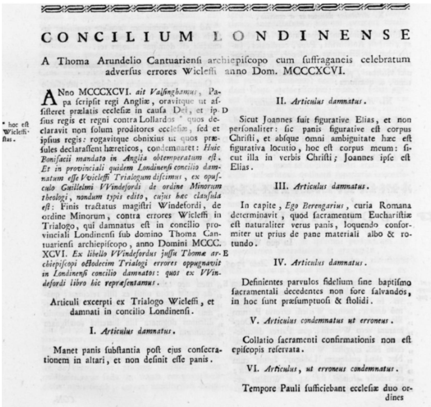 Image no. 3. Condemning of the work Trialogus, Council of London (1396) 