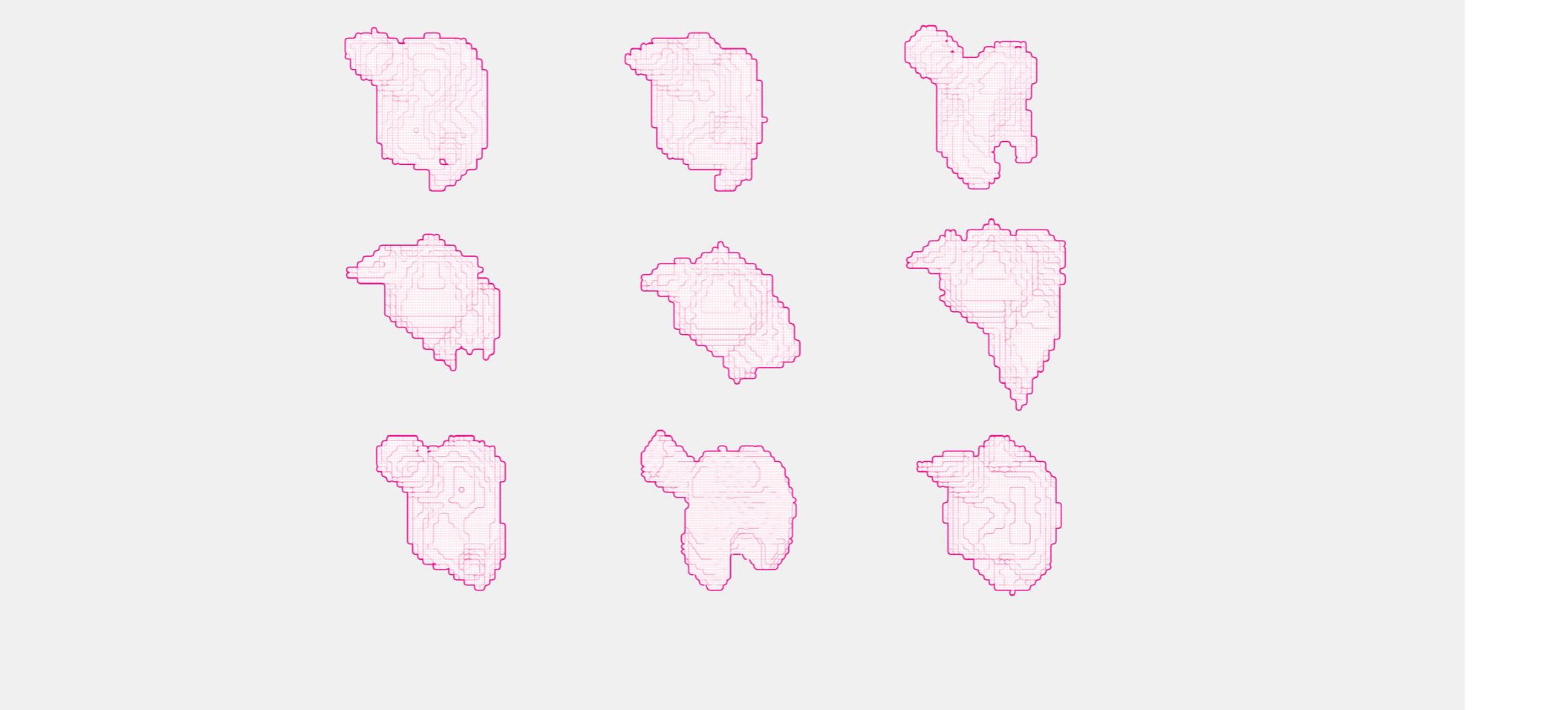 Fig. 7. Demonstration of how the prosthetic nests can flexibly respond to different contexts and host-sites. The automated procedures can be readily adjusted to suit unique local conditions as well as new observations, measurements, simulations and field trials. 