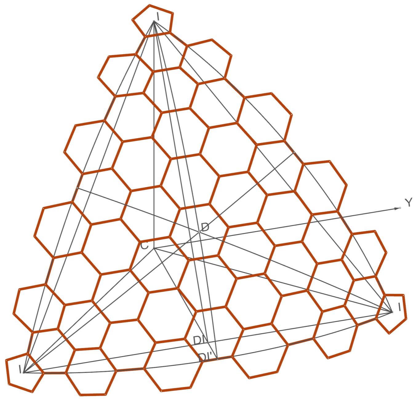 Step 8: 1/20 hex-net on one icosahedron face