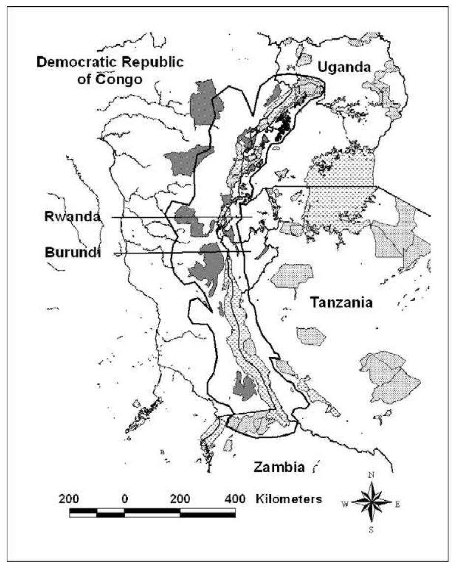 - map of the extent of the albertine rift as considered