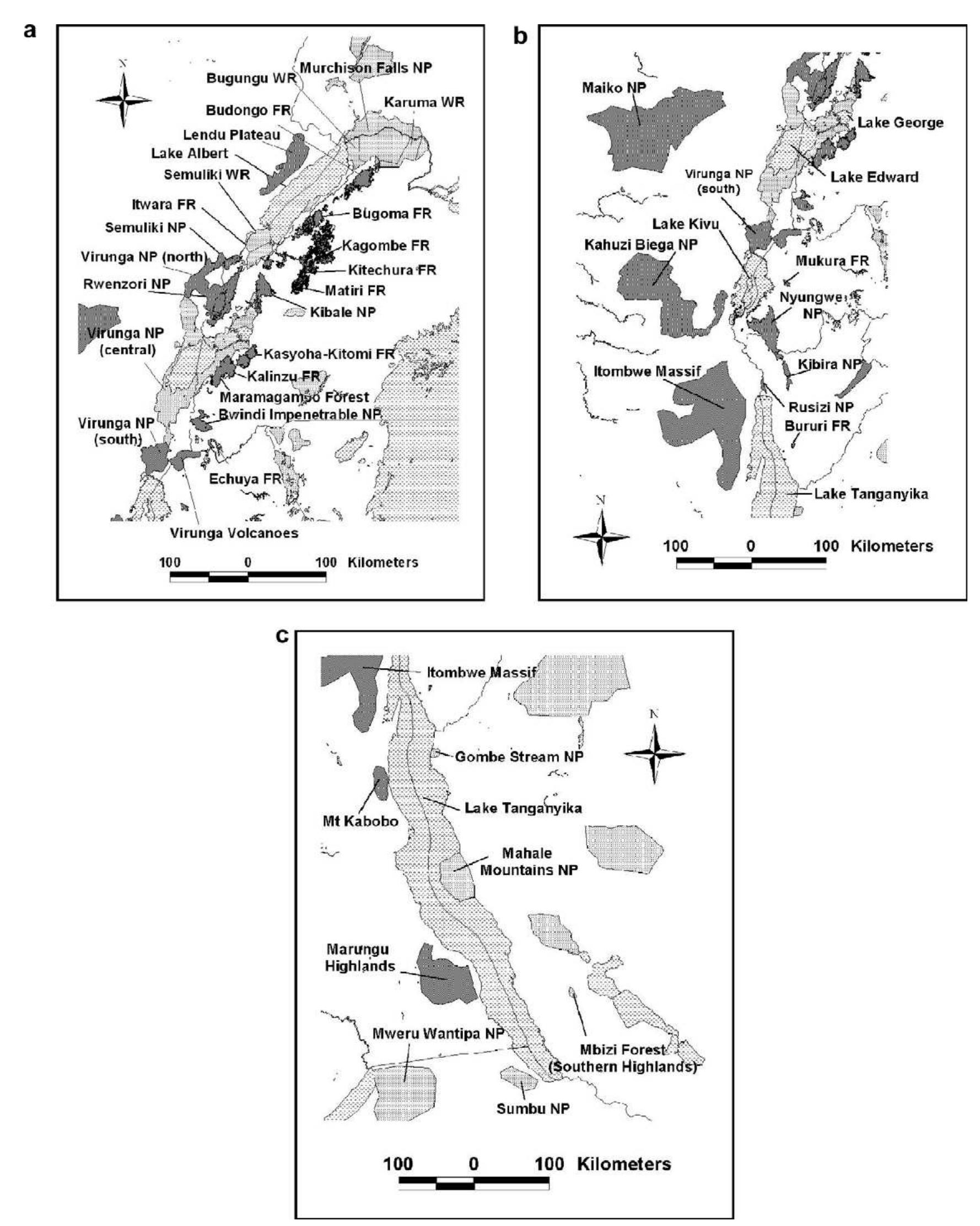 - map of the extent of the albertine rift as considered