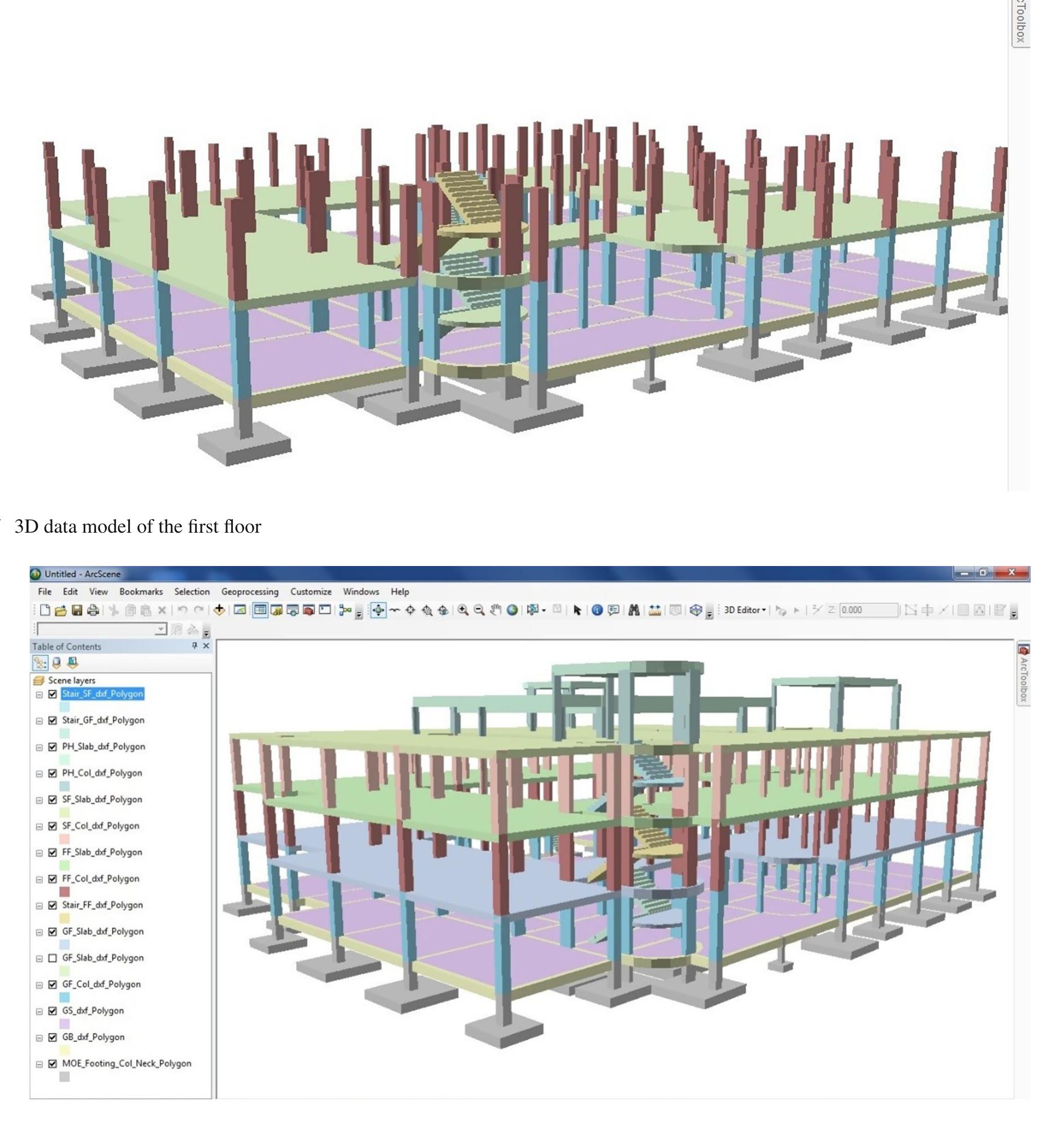 3d data model of school building in arcscene