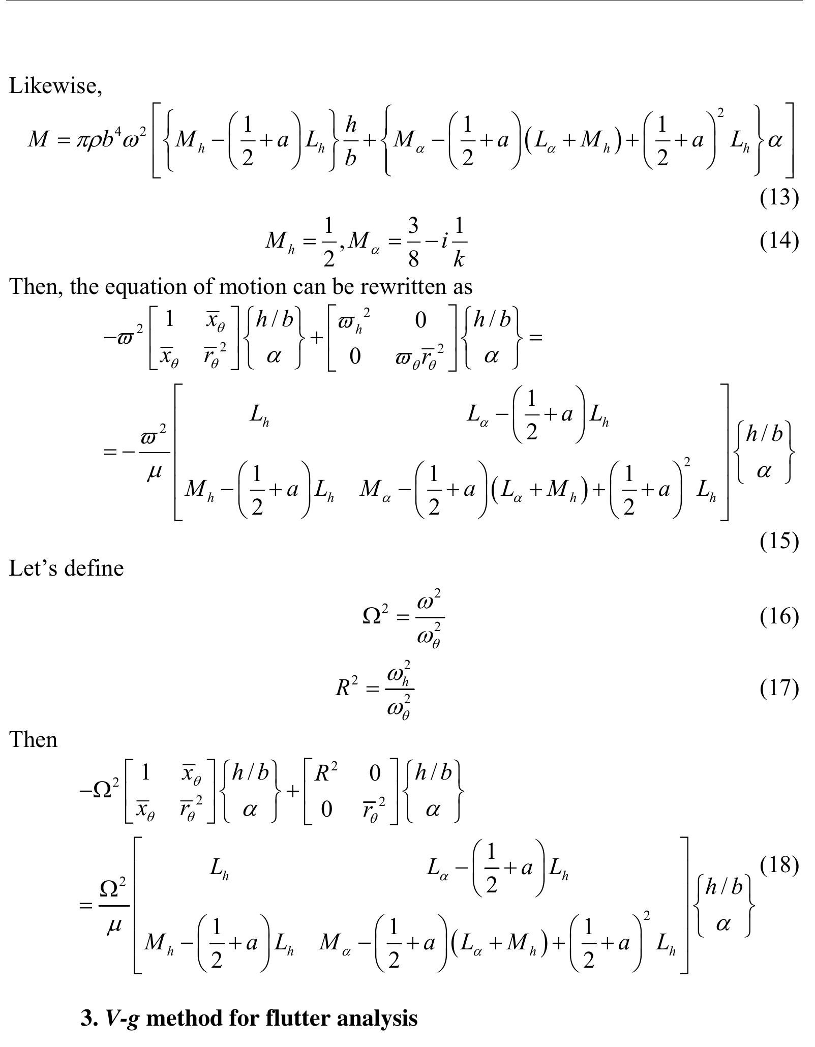 Figure 2 - from Linear Models and Calculation of Aeroelastic