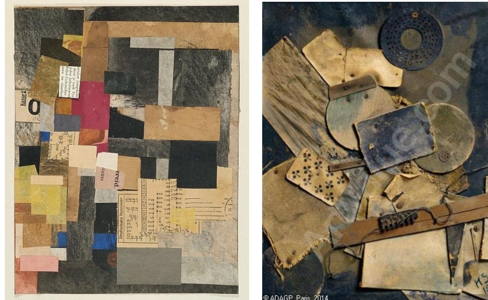Examples of Schwitters’s Merz assemblages.  materials themselves.  schwitters invented the term Merz when cutting the word “Commerzbank” from a  vewspaper for a collage he was building: it is “a syllable without meaning” and it  yecame the name for “a fla  t-relief collage of collected junk”.!? For Schwitters, the  oncept of Merz was a term of utility, describing his unique process and art form. It  xpressed a meaning which d  ssentially the combination, echnically, the principle of  yerambulator wheel, wire-ne  for artistic purposes, of all conceivab  tting, string and cotton wool are fac  ights with paint.”’* Merz was a dialectic synthesis which blurre  yetween materials and their meaning. Modern artists inhabited  id not exist before. He wrote: “The word Merz denotes  e materials, and,  the equal distribution of the individual materials...A  tors having equal  d the boundaries  a world where  youndaries had been broken; traditional meanings had been lost or were no longer  lear; things were uncertain. Schwitters’s Merz was an act not simply of manufacturing  lew meaning, but of discovering it. He built sculptures out of discarded, meaningless  hings, and wrote poetry from snatches of overheard conversations; found words and  yhrases from newspapers and magazines to reveal the expressive potential of the  phrases from newspapers and magazines to reveal the expressive potential of the 