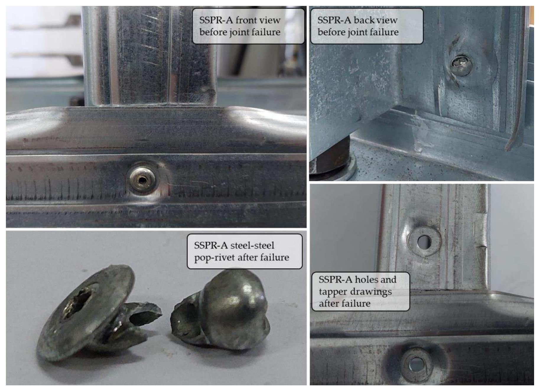 Failure mechanism of steel-steel pop-rivets joints sspr-a.