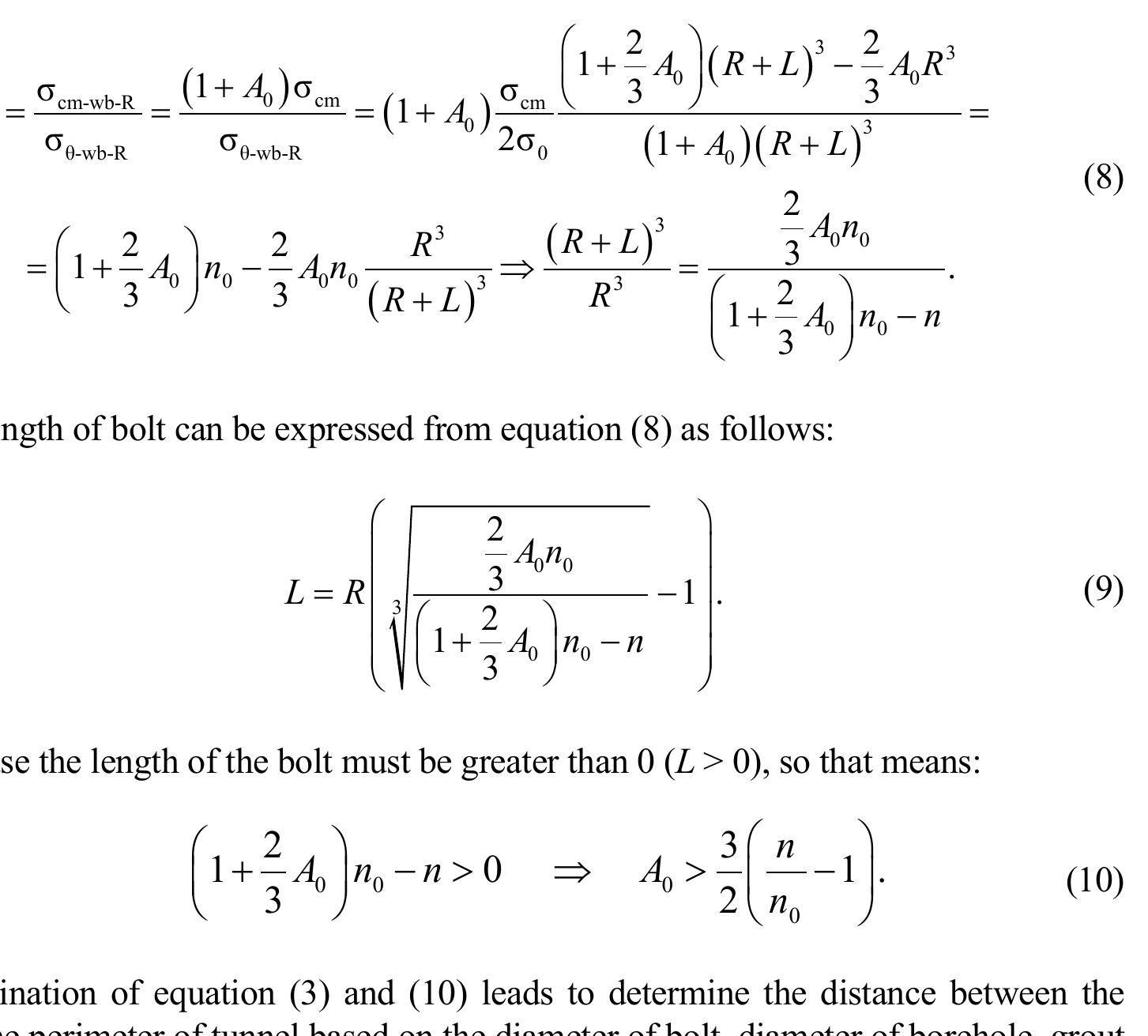 Figure 6 - Design of fully grouted rock bolts – a