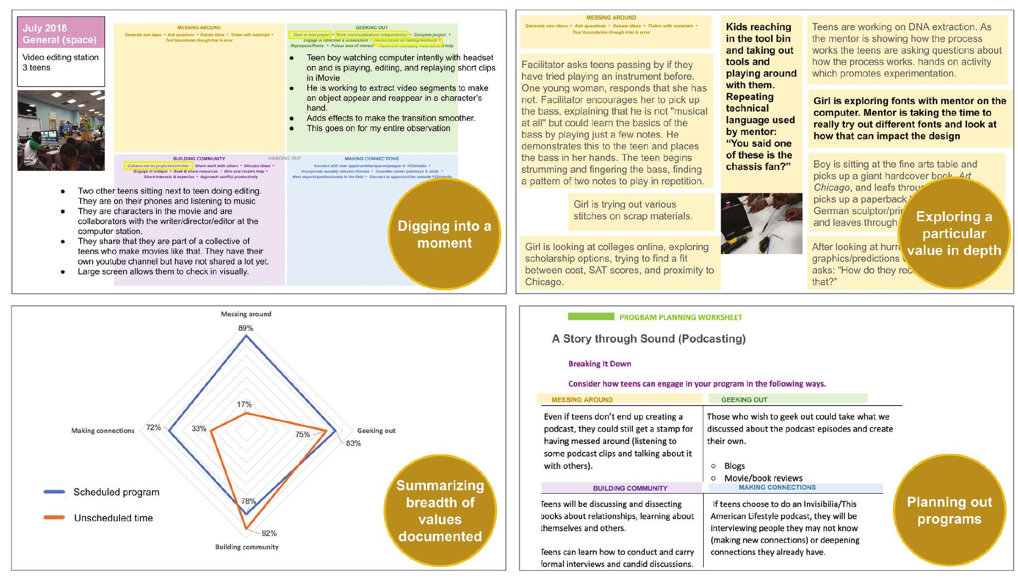 Examples of observation tool data visualizations (single