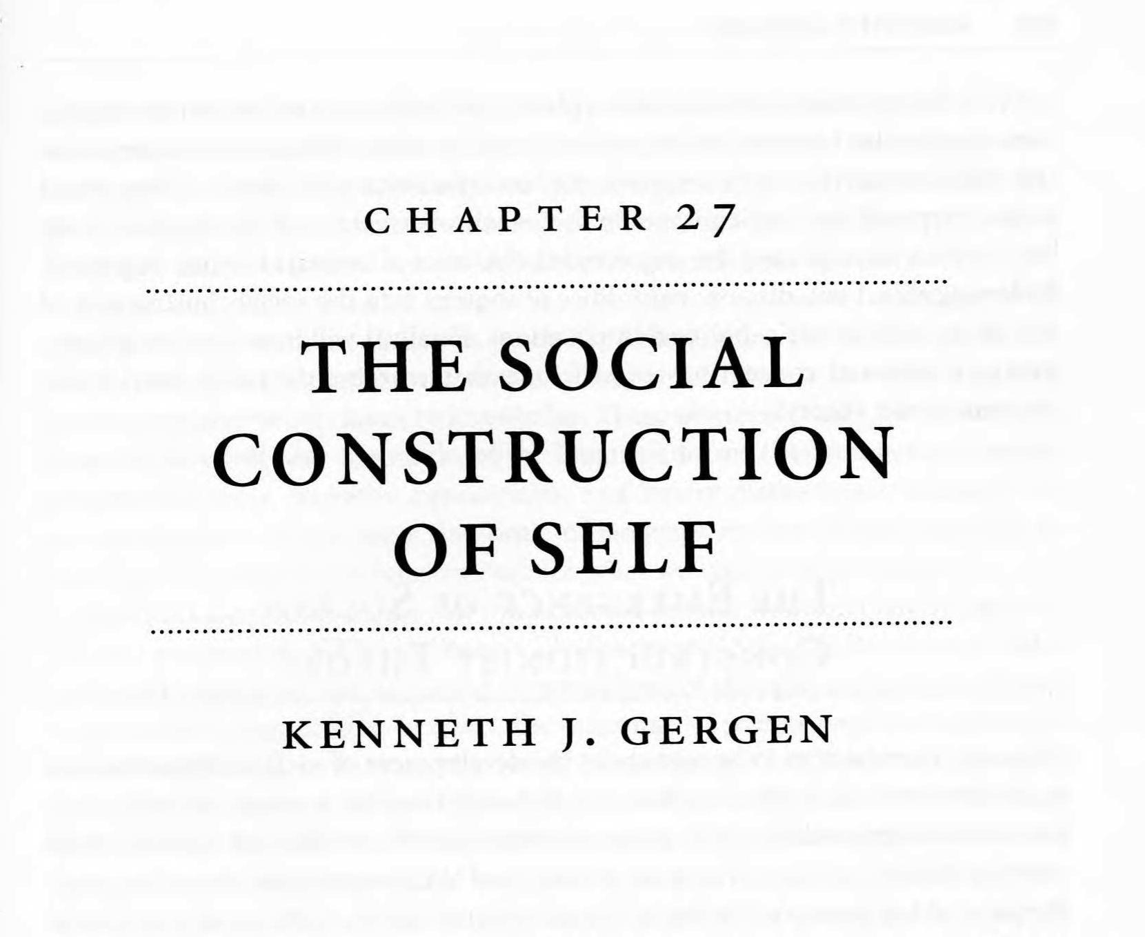(PDF) The Social Construction of Self