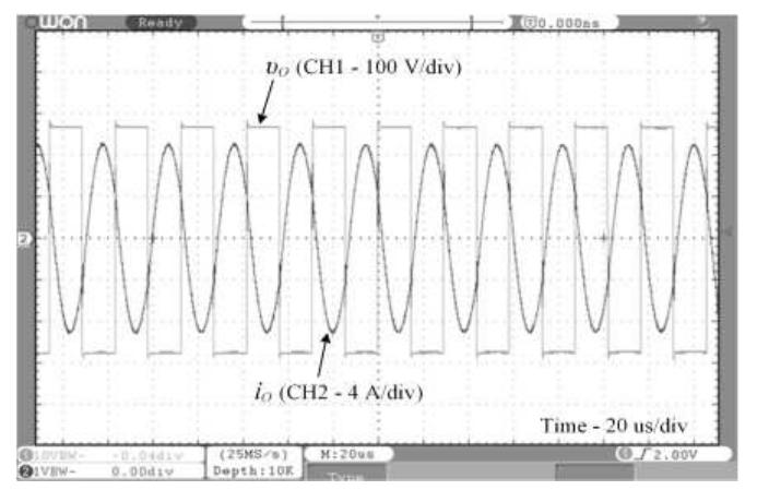 Io Waveforms Experimental waveforms of vo and io in case of full-power
