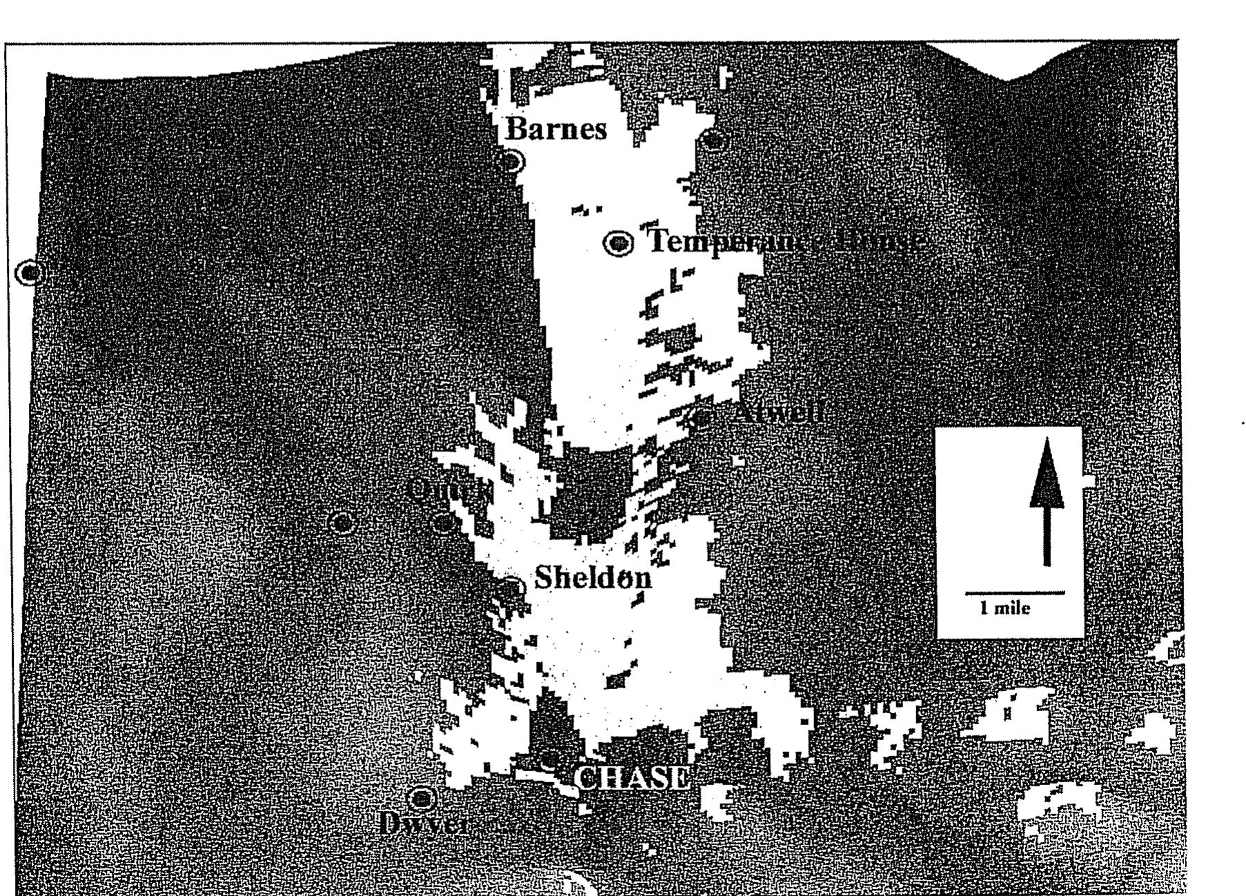 Figure 11. Viewshed of the Ch i is si te ase site. From this site, the Barnes, Temperance House, Atwell, and Sheldon sites are visi- 