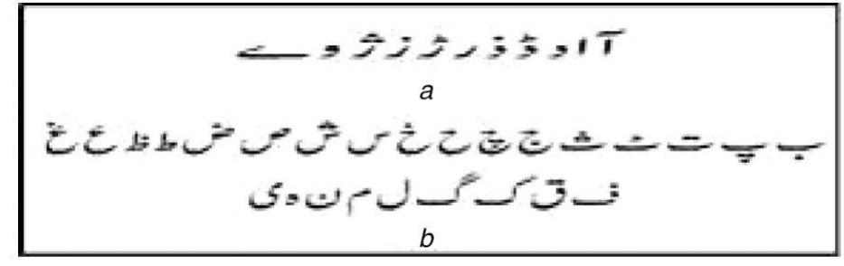 Basic alphabets and numerals of urdu script