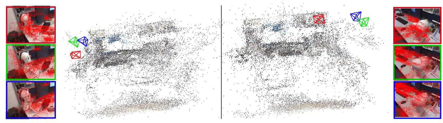 Two examples of 6dof pose estimation results on heads