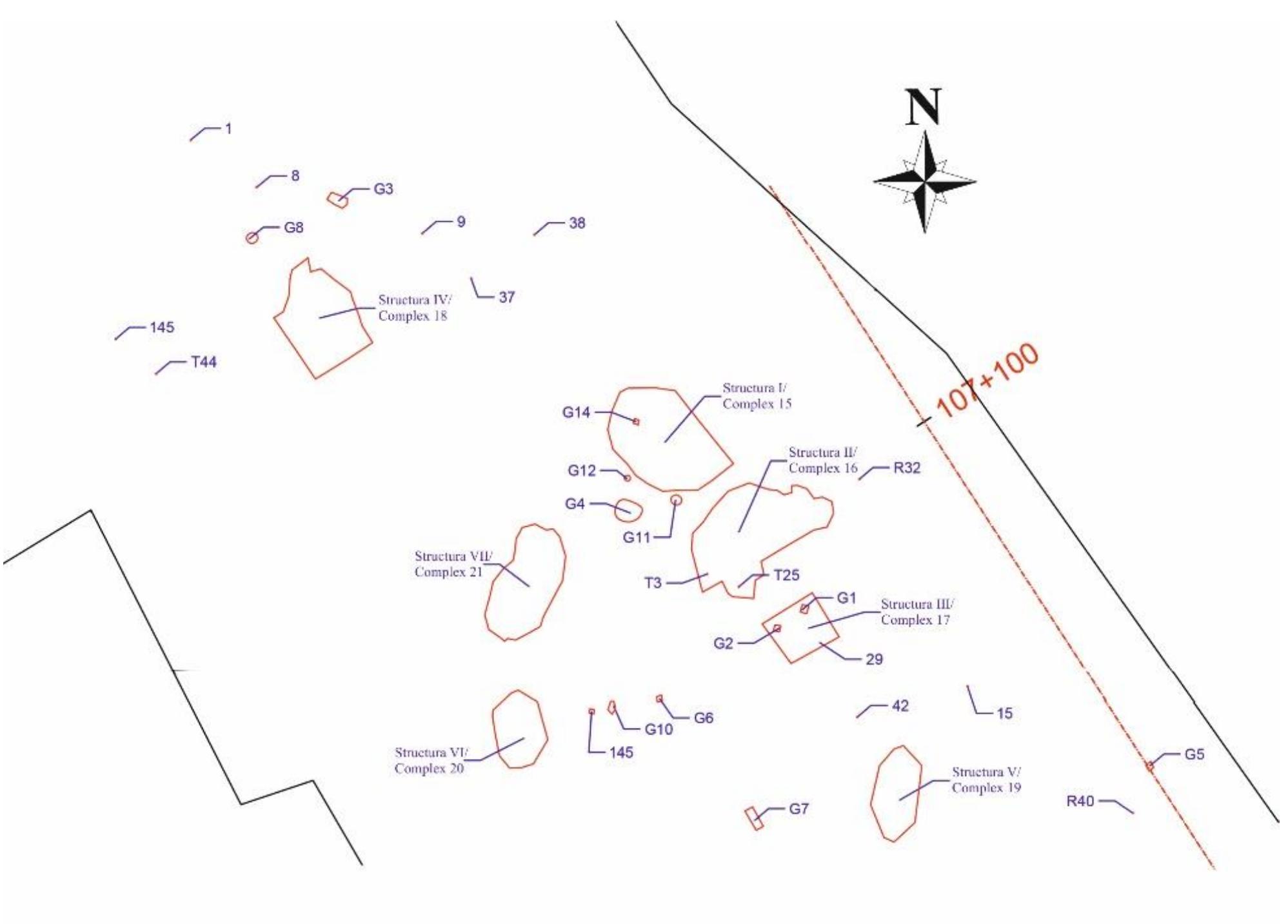 Plan 2. Site 2. General plan with Surface | and structures I-VII  Sabin Adrian Luca, Florentin Perianu, Raluca-Maria Teodorescu 