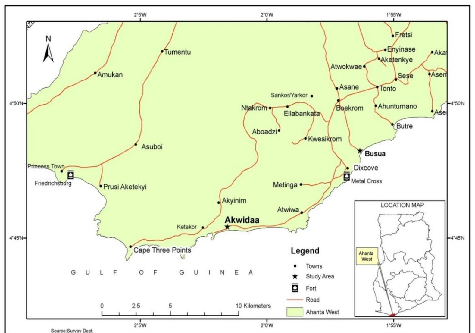 Map of the study area figure 1. map showing the study sites