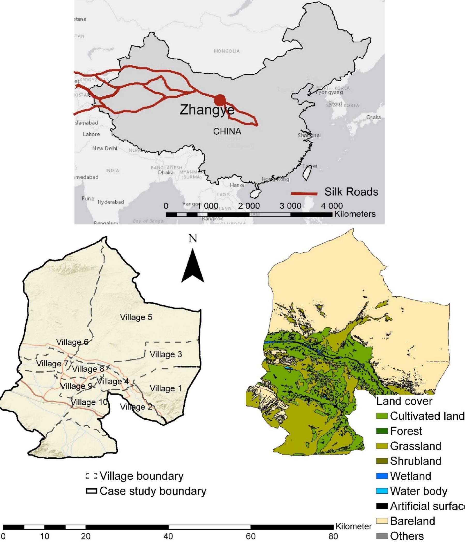 Zhangye Map Location of zhangye municipality in the silk roads, and the