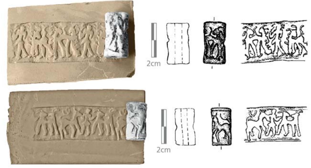 FIGURE 1: Middle Bronze Age cylinder seals from Seyitsmer Héyuk, after Bilgen et a/. 2021, 306 (Luwian Studies #0186).  Middle and Late Bronze Age Western Asia Minor: A Status Report 