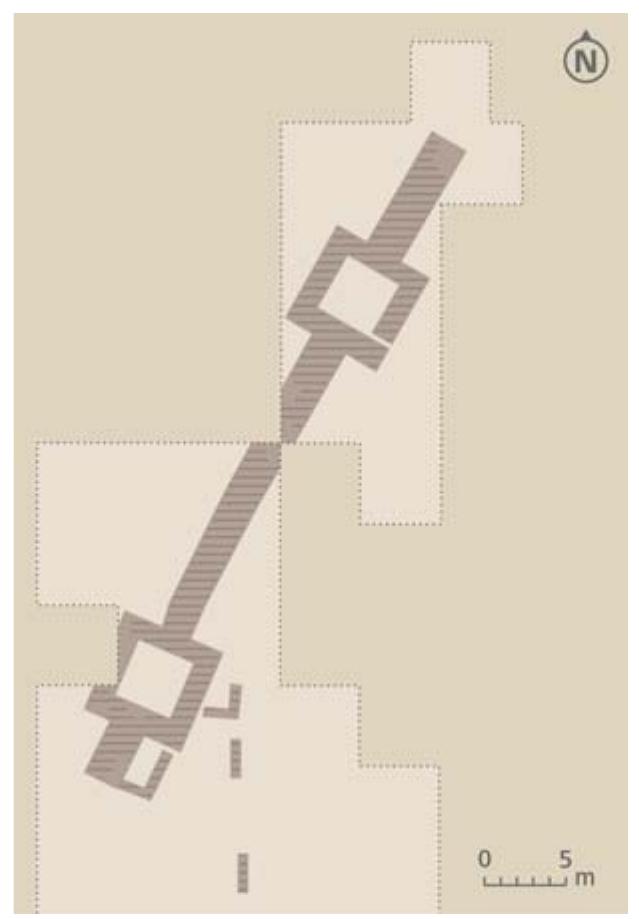 FIGURE 19: Schematic plan of an exca- vated Late Bronze Age fortification wall at Cine Tepecik, strengthened with square towers (after GUnel 2010, 28; Luwian Studies #0210). 
