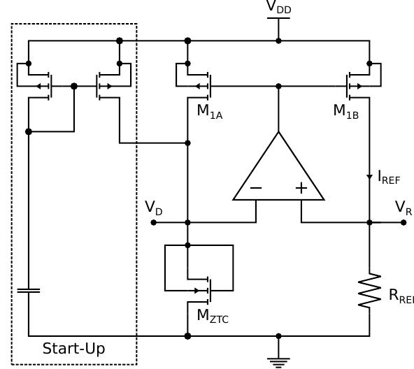 Self-biased cmos current reference concept based on the