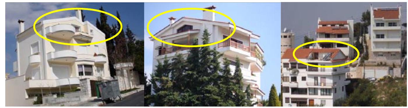 Fig. 5 [Cs including the roofs of newly constructed buildings.  Fig.4. IC cases exceeding the permissible floor spaces (basements in downhill not included in the surface permissible by the BC) 