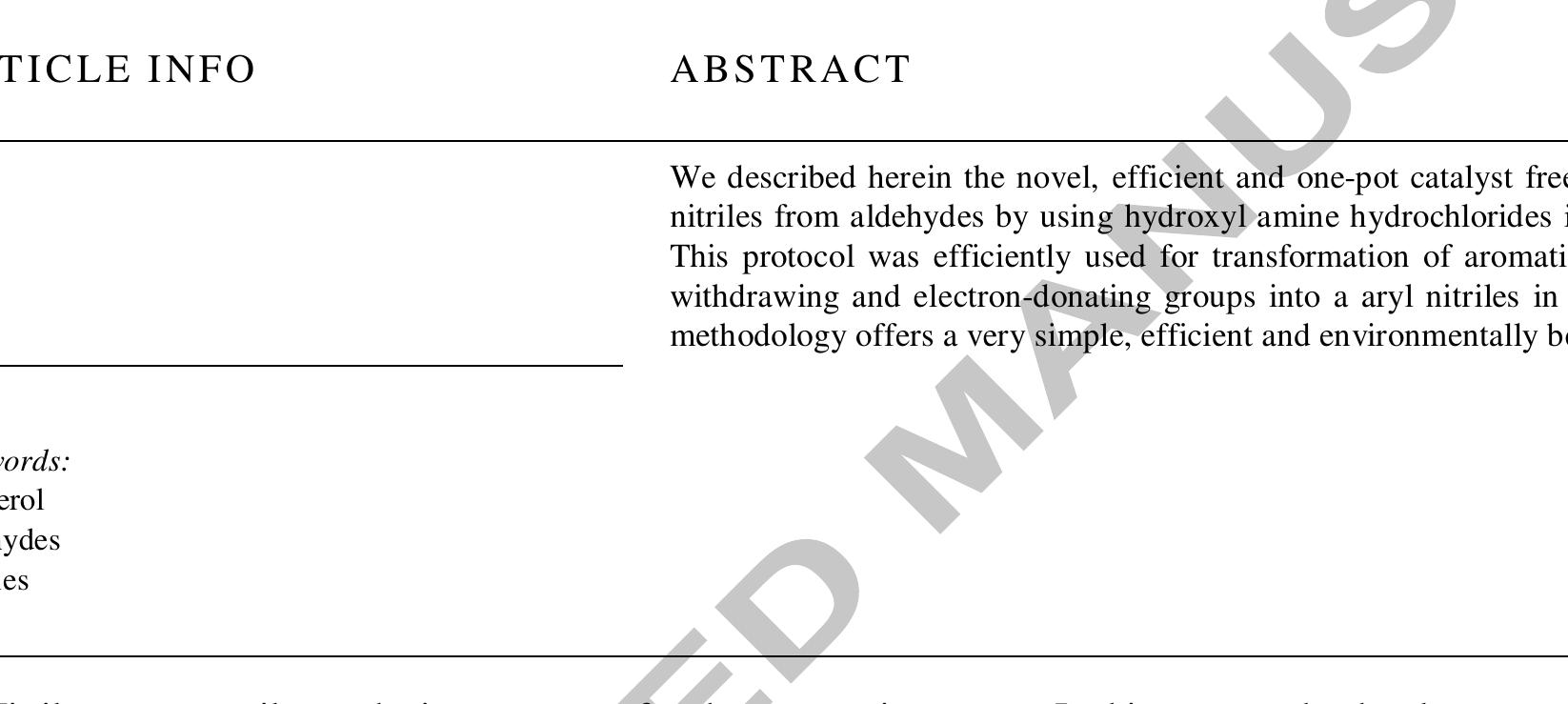 (PDF) Catalyst-free, efficient and one pot protocol for synthesis of ...
