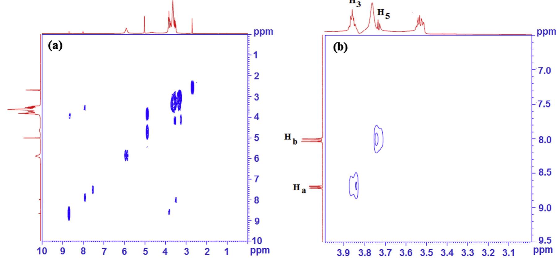 The 2d 'h nmr (roesy) spectra of inclusion complex of (a)