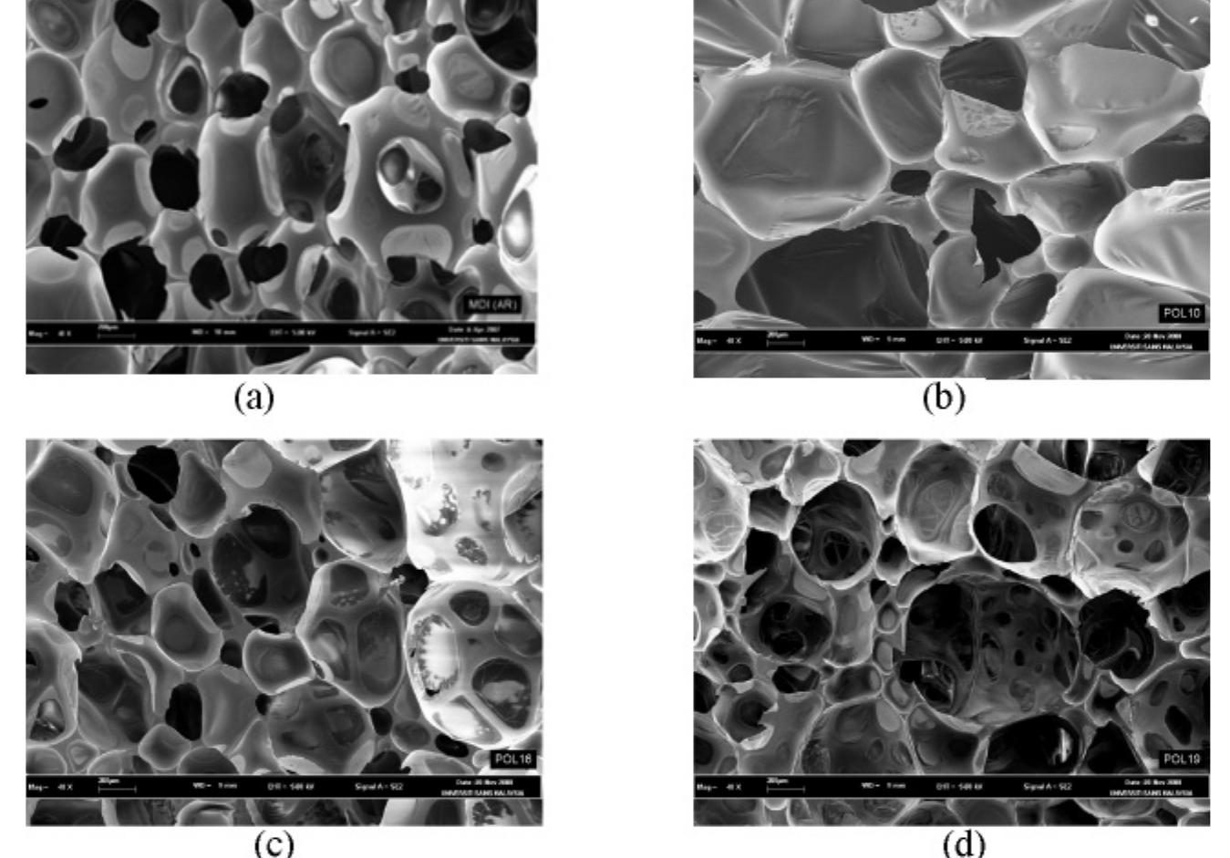 Sem micrographs of puf samples prepared at different