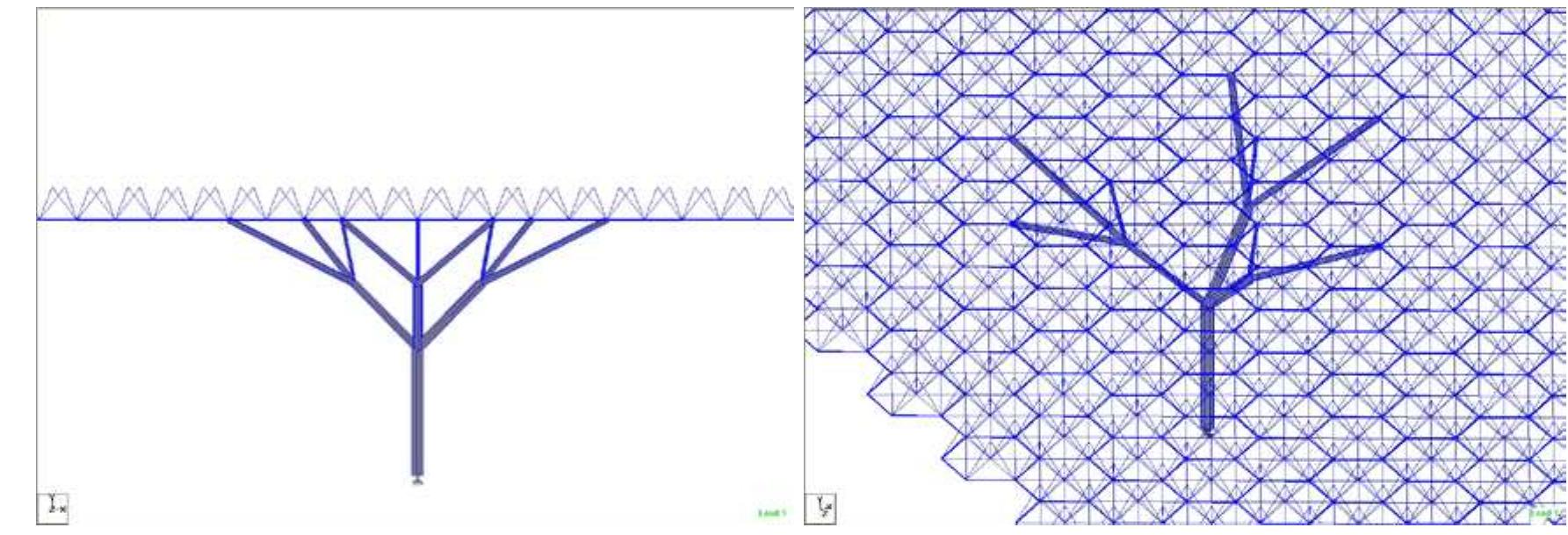 Plane design version of the facetted roof, here based on clt