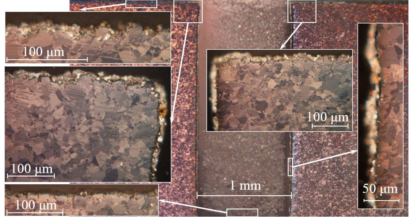 Microstructure of the be-5 sample cross section (800 °c, 100