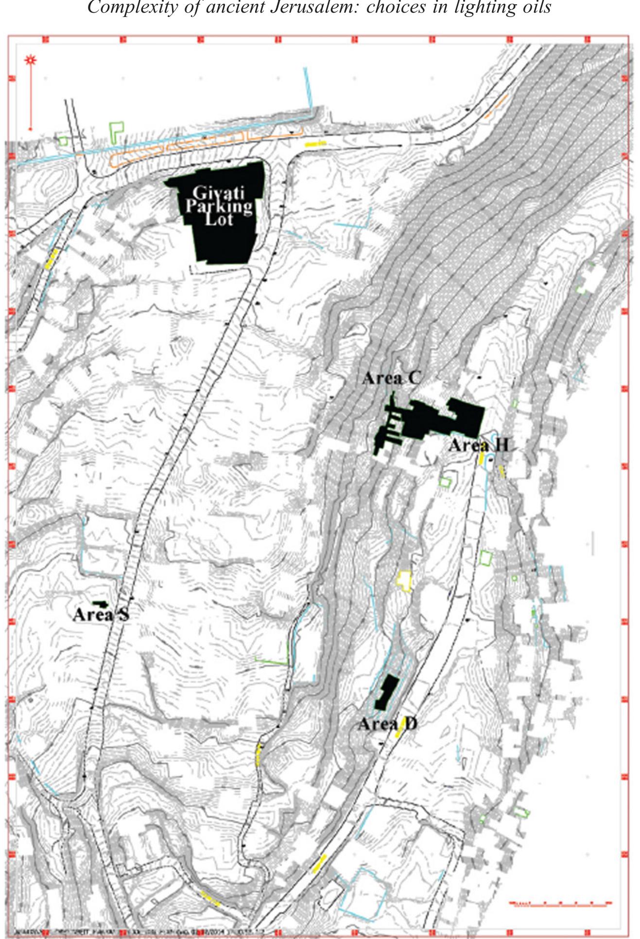 A map of the south-eastern hill (city of david/silwan) with