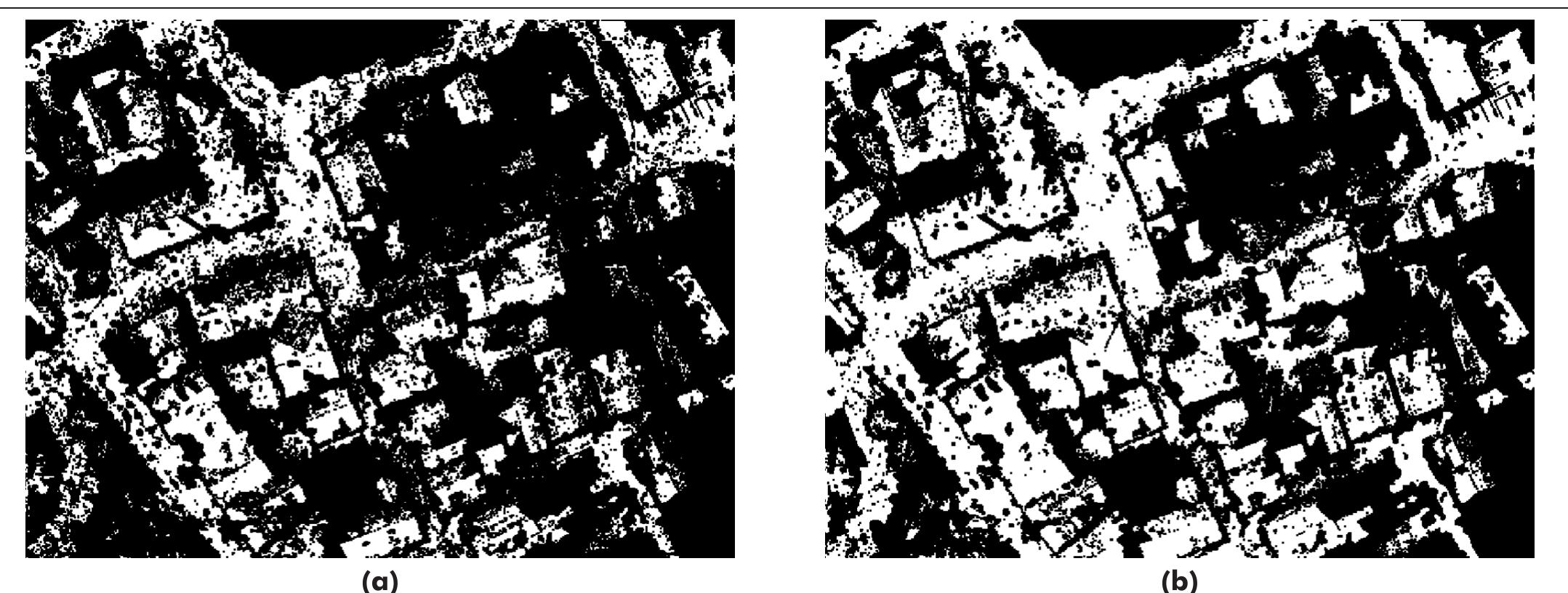 Binary maps of top right quarter of the multi-source urban