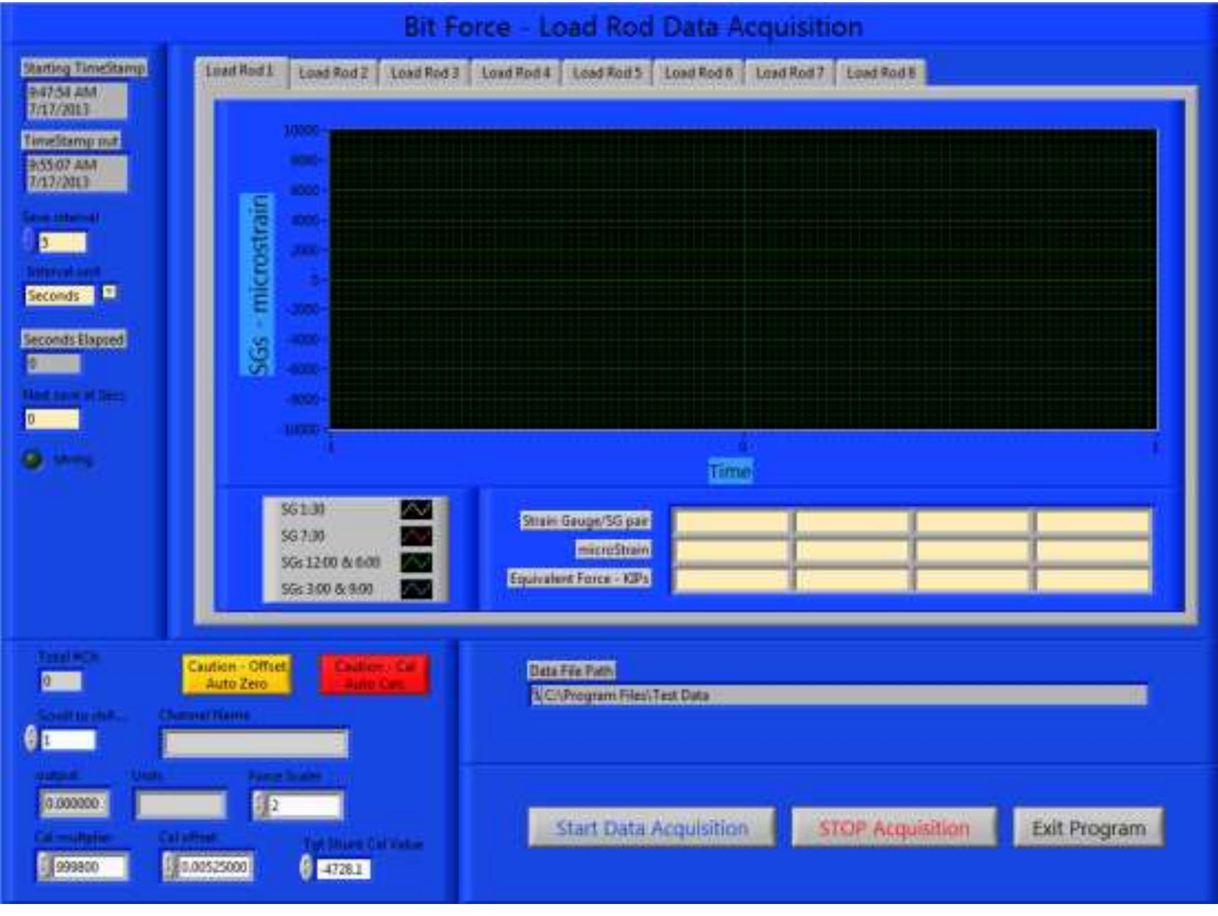 29: labview front panel of rod calibration program designed