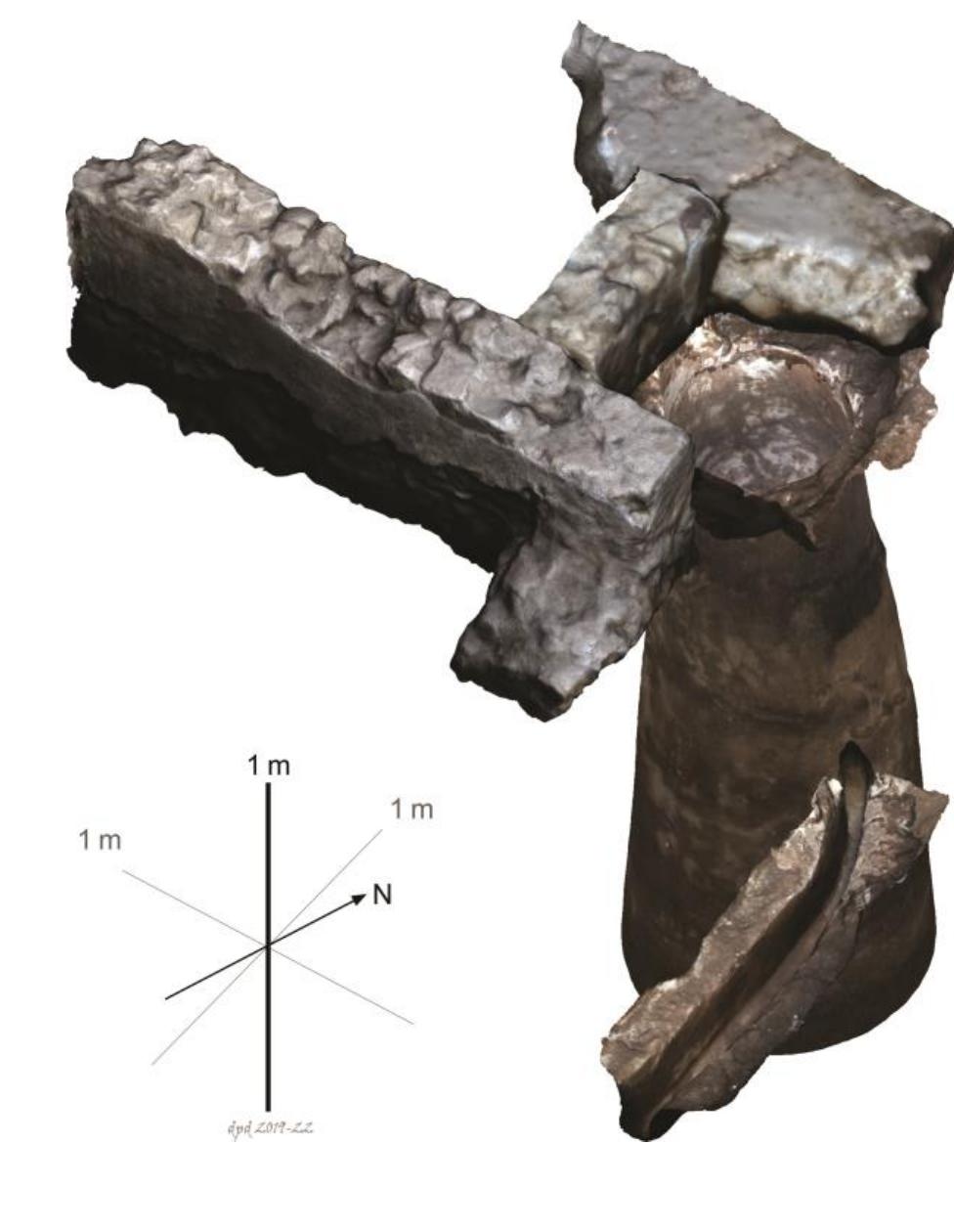 Fig. 9. VPP 2018, Trench IIS-W: View (from E) of Rooms B and C (Phases 1a and 1b). Note the position of the cistern in relation to the cocciopesto basin 2970. (Photo: VPP).  Fig. 10. VPP 2019, Trench IIS-W: Composite photomodel of the Room B cistern (Author: D. Diffendale). 