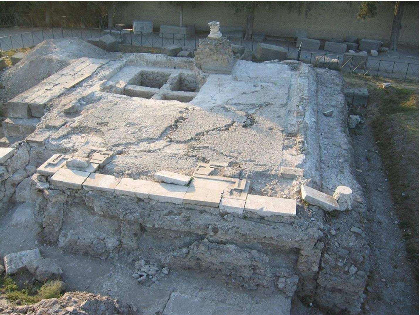 Fig. 19. Pompeii, Temple of Venus excavations (2005). Cella, viewed from SE. Note the position of Trench IV N within the cella (Photo: E. Curti; Archive of the Pompeii Archaeological Park).  I. Mogetta — I. Battiloro — I. Varriale — D. P. Diffendale — G. Iacomelli - M. D’Acri — C. Corbino — C. Comegna — G. Pardini e Archaeol esearch at the Sanctuary of Venus in Pompeii: Interim Report of the 2018-2019 Seasons of the Venus Pompeiana Project 