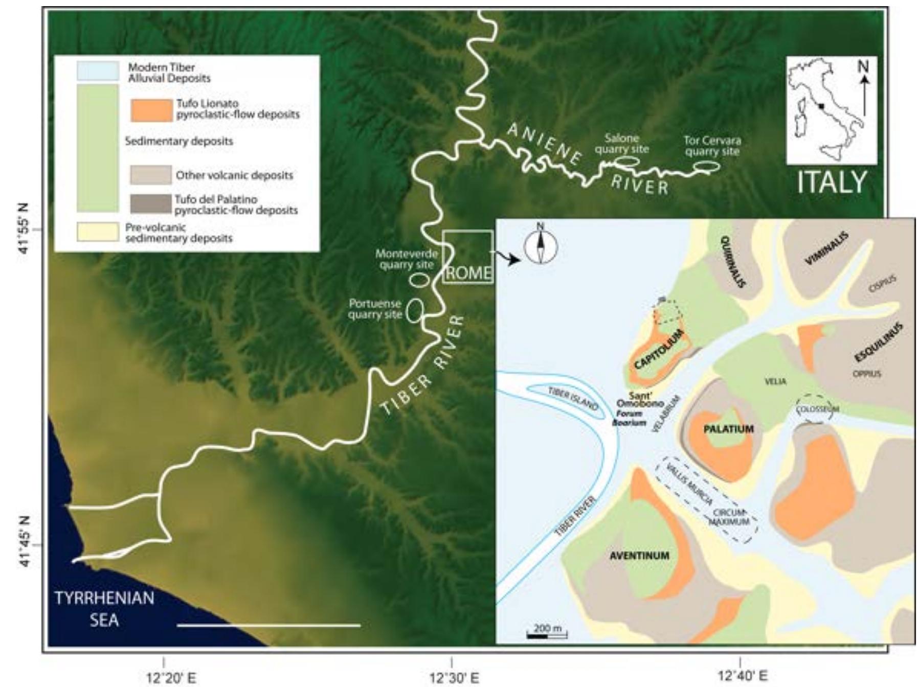 temple of Mater Matuta at Satricum may be roughly contemporary) and it stands at the head of a long tradition of temple building in the region; podia would become a defining feature of Roman and Etruscan temple architecture. At the time of its construction during the first quarter of the sixth century Bc, the temple at Sant'Omobono would have stood at the western limits of Rome’s urbanizing core, marking the city’s interface with the Tiber river and wider maritime connections (Brock 2016). The site  has hosted religious structures ever since: the archaic temple was replaced by the twin temples of the goddesses Fortuna and Mater Matuta (to one or both of whom the archaic temple was probably dedicated) on a much more massive scale during the early fifth century Bc, and after centuries of successive re-buildings of these structures, the eastern temple was converted into a Christian church, the most recent itera-  tion of which dominates the site today (Diffen- dale et al. 2016).  structures, the eastern temple was converted 