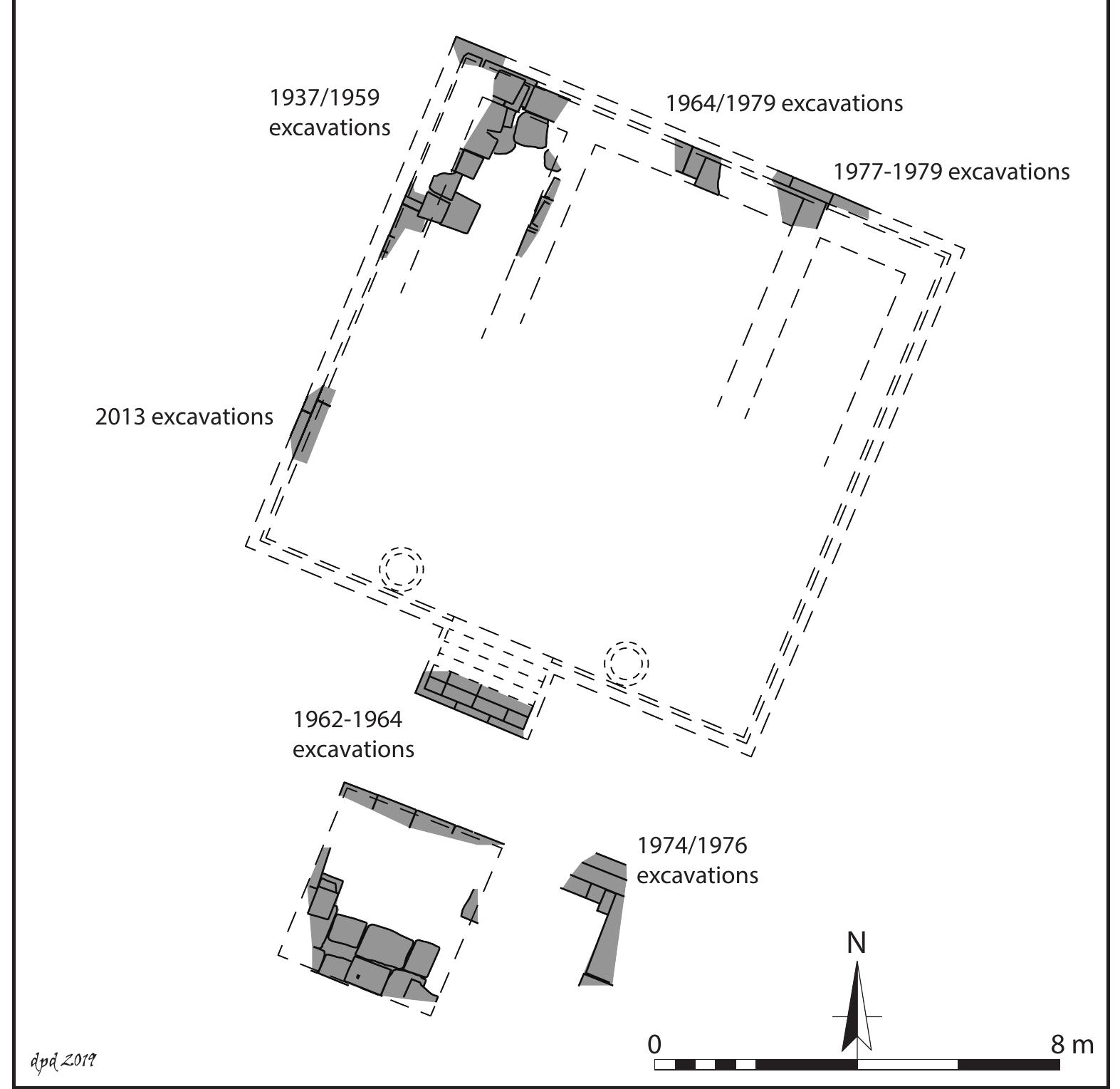 Figure 3. Plan of the first phase of the archaic podium of the temple of Sant'Omobono. 