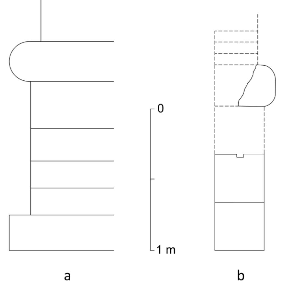 a chronology around the second quarter of the century accords well with its architectural pro- file, which finds its closest comparanda in the architecture of funerary tumuli at the nearby city of Caere (as well as with the dating of the earliest attested terracottas). The architectural similarities are closest with some south Etruscan cube-shaped tombs that have a similar torus in the upper part of their drum (Colonna 1991; Brocato 1995; Brocato and Terrenato 2017: 104-105; see also Edlund-Berry 2017). A similar torus is also found on the drum (as well as in the altar) at Sodo near Cortona, in tumulus 2 (Zamarchi Grassi 2006: 15-17). Rare, however, are close comparanda in temple architecture. A torus has been hypothetically reconstructed for the earliest temple at Satricum (Figure 4b; Colonna 2005), while at Poggio Colla blocks incorporating a torus have recently been found, albeit not in situ (Warden 2011). Unlike most other contemporary examples from Rome, the blocks also clearly preserve the original pick marks and show no sign of any of the weather- ing and flaking that characterize tufo del Palatino blocks everywhere else, except in very rare cases  