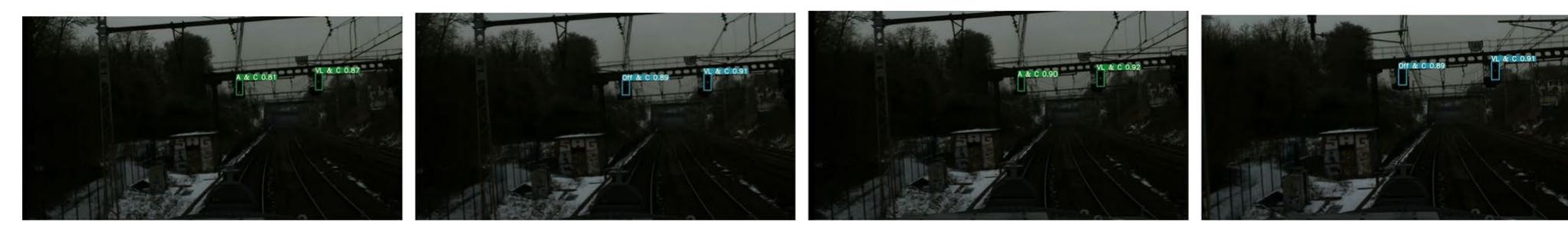 Example sequence of four blinking signal frames that are