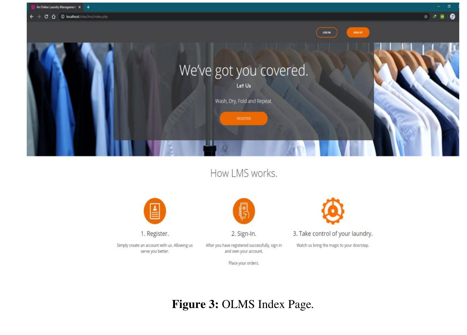 buttons serve as links to two pages: the sign-up page (for new users) and the log-in page (for existing users).  The customer registration page is an essential part of the system. It registers customers into the database and 
