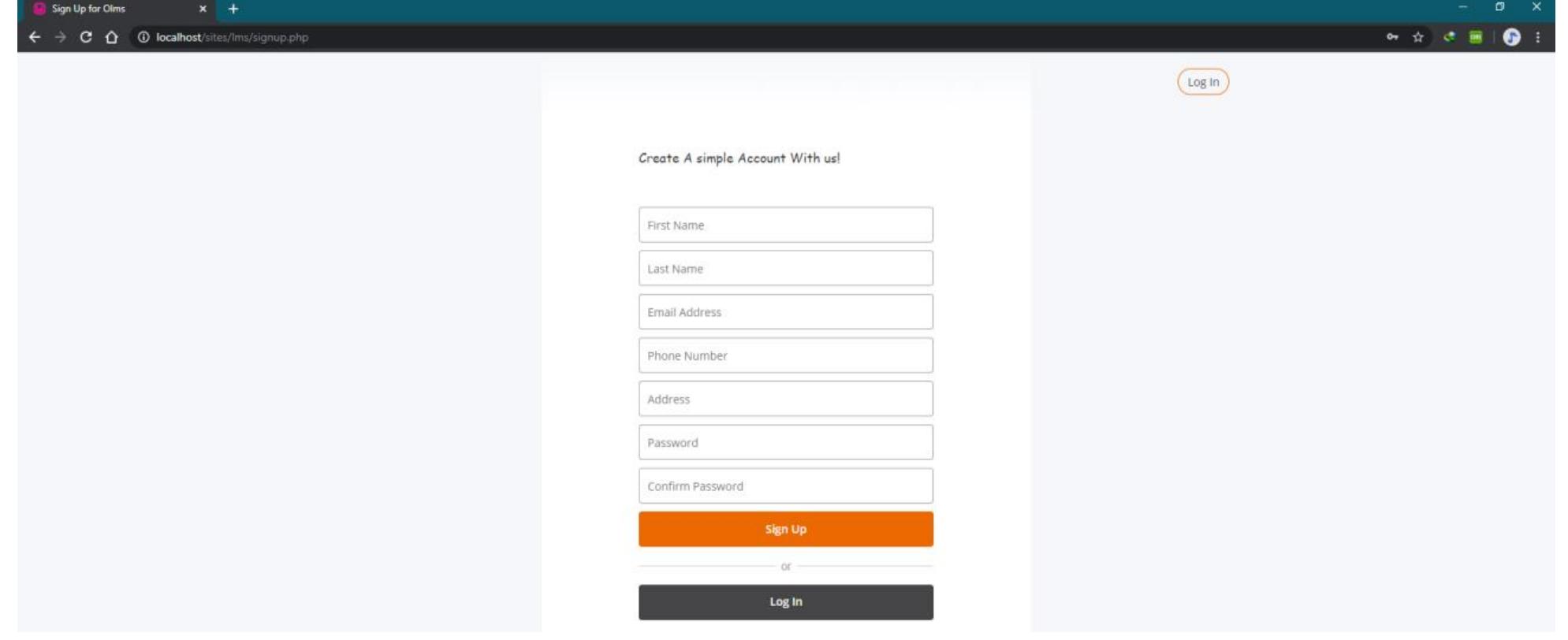 Figure 4: Customer Registration Page.  5.3. User Dashboard 