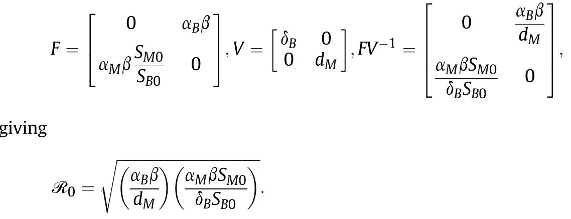 Next Generating Matrix Flowchart of the cholera model by tien and earn (2010).