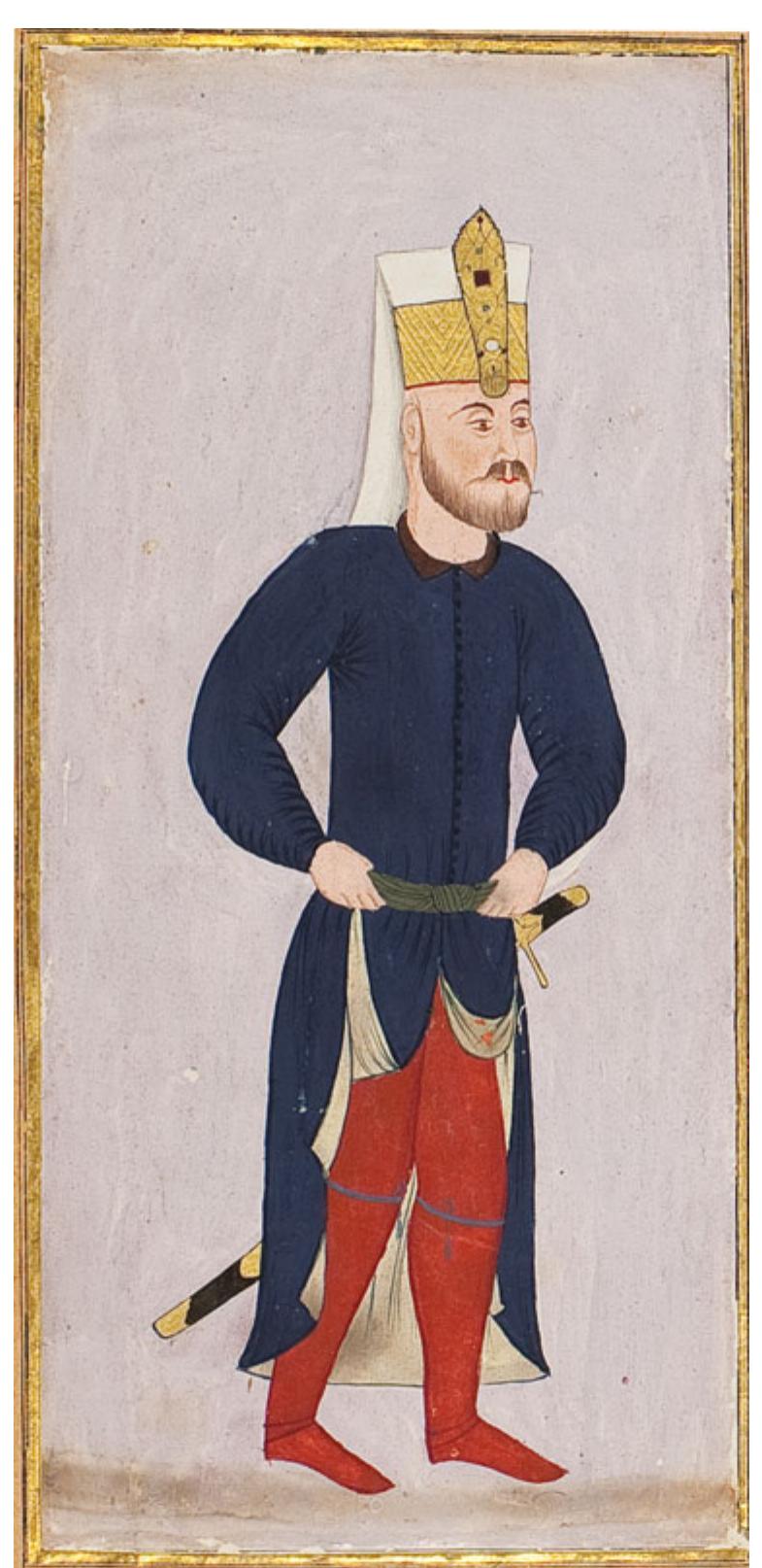 Fig. 6 Janissary soldier, Csdbbér Balazs of Szigetvar, Herzog August-Bibliothek, Wolfenbiittel, Cod. 206, folio 6 