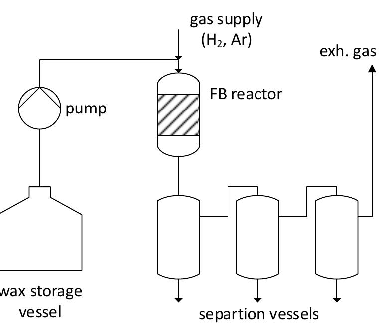 Schematic depiction of the three-phase fixed bed reactor