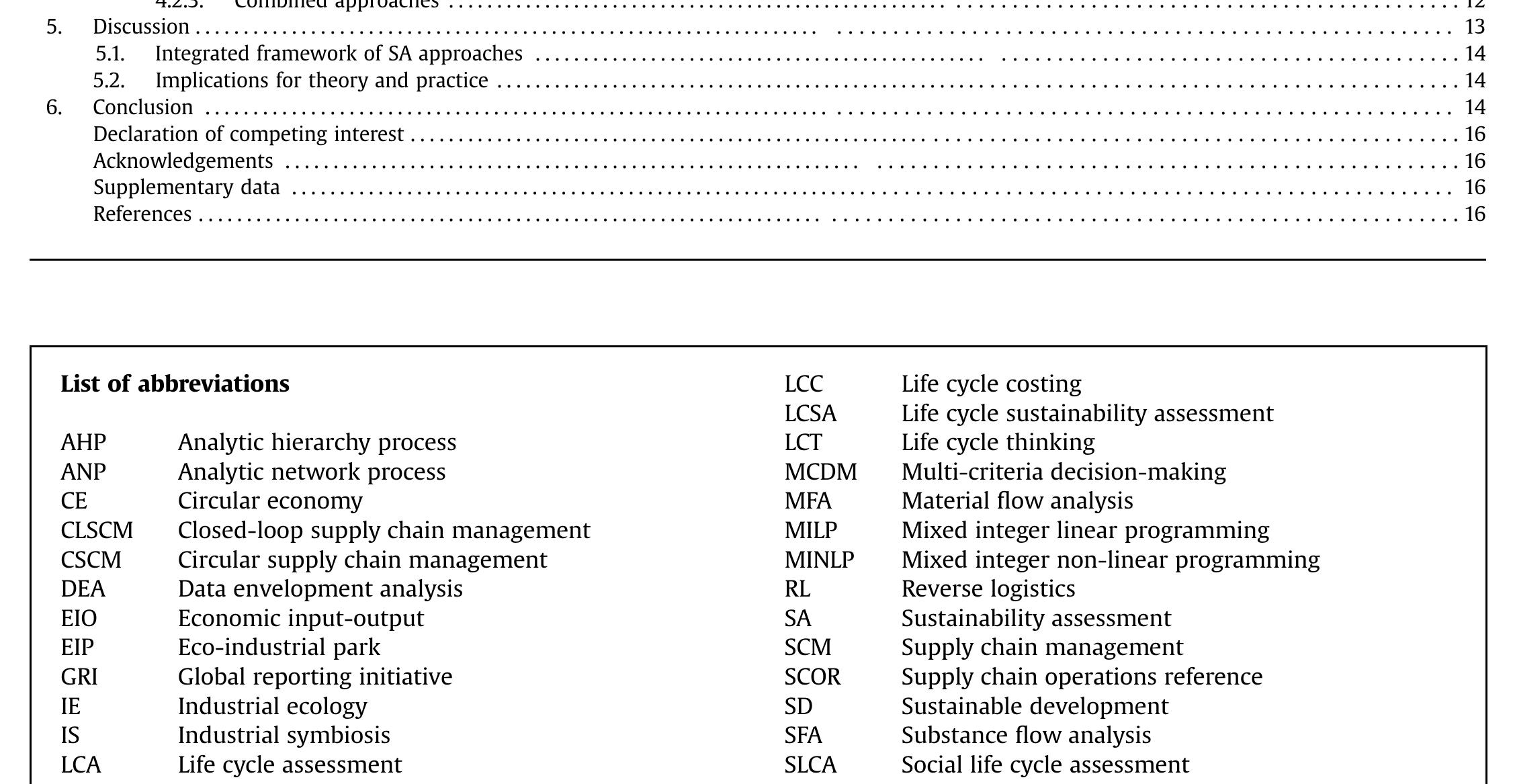 Table 1 - Sustainability assessment in circular inter-firm