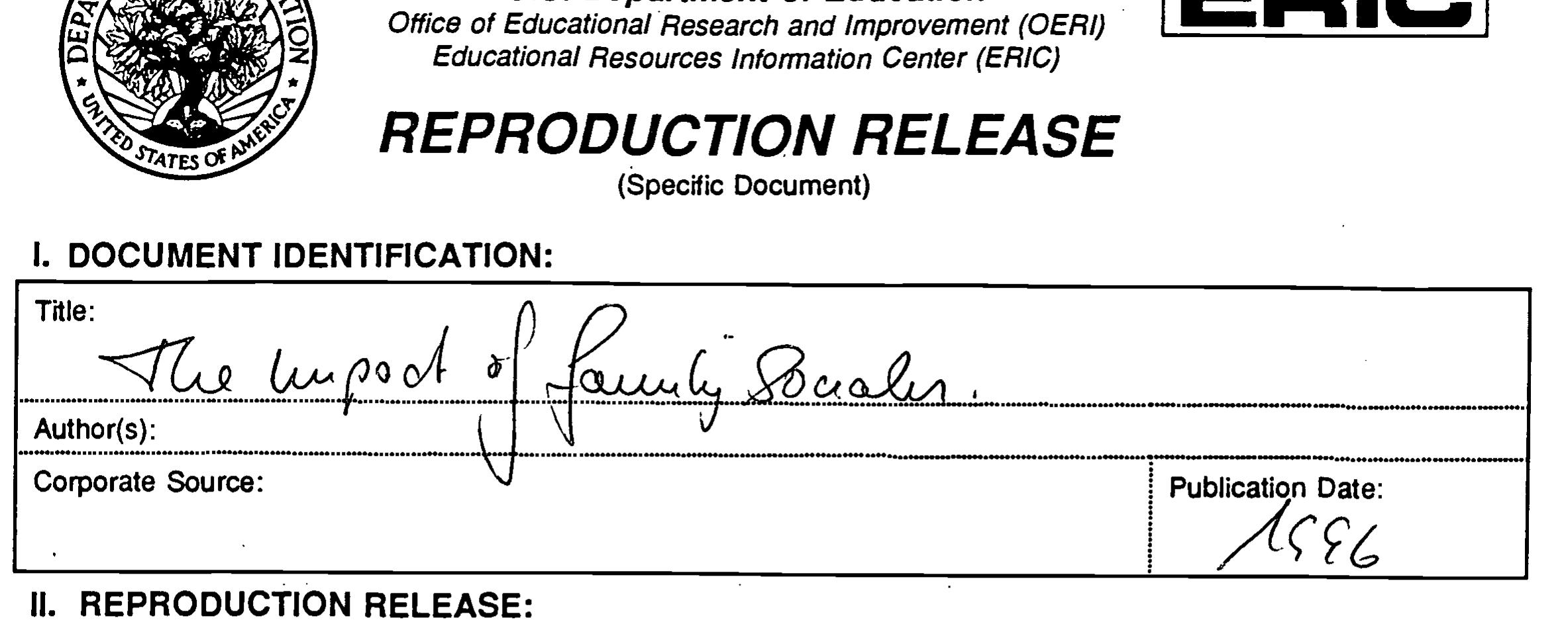 Eric Microfiche Example (PDF) The Impact of Family Socialization on Sociomoral Development in ...