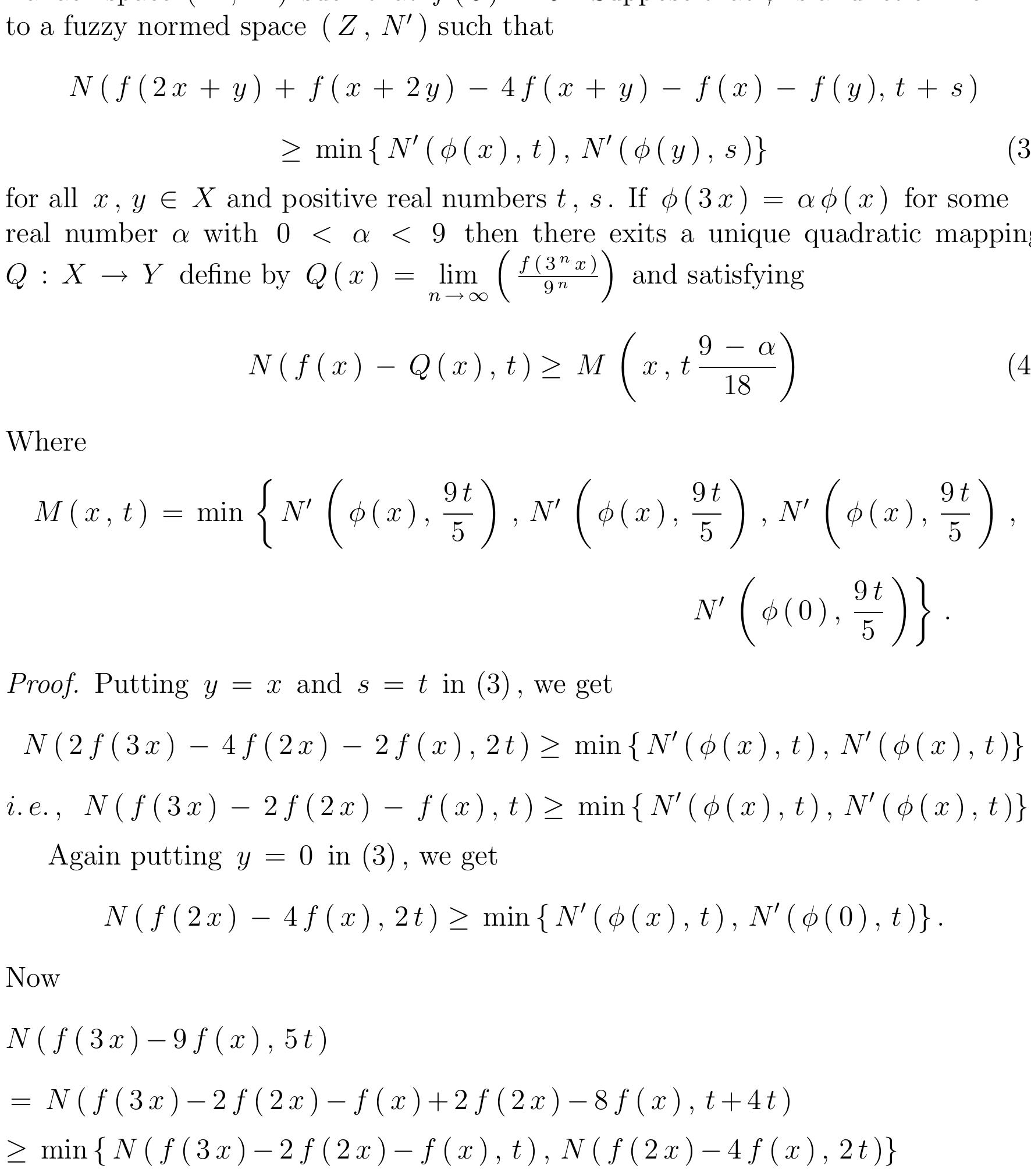 Table 1 - Stability of the Functional Equation in Fuzzy