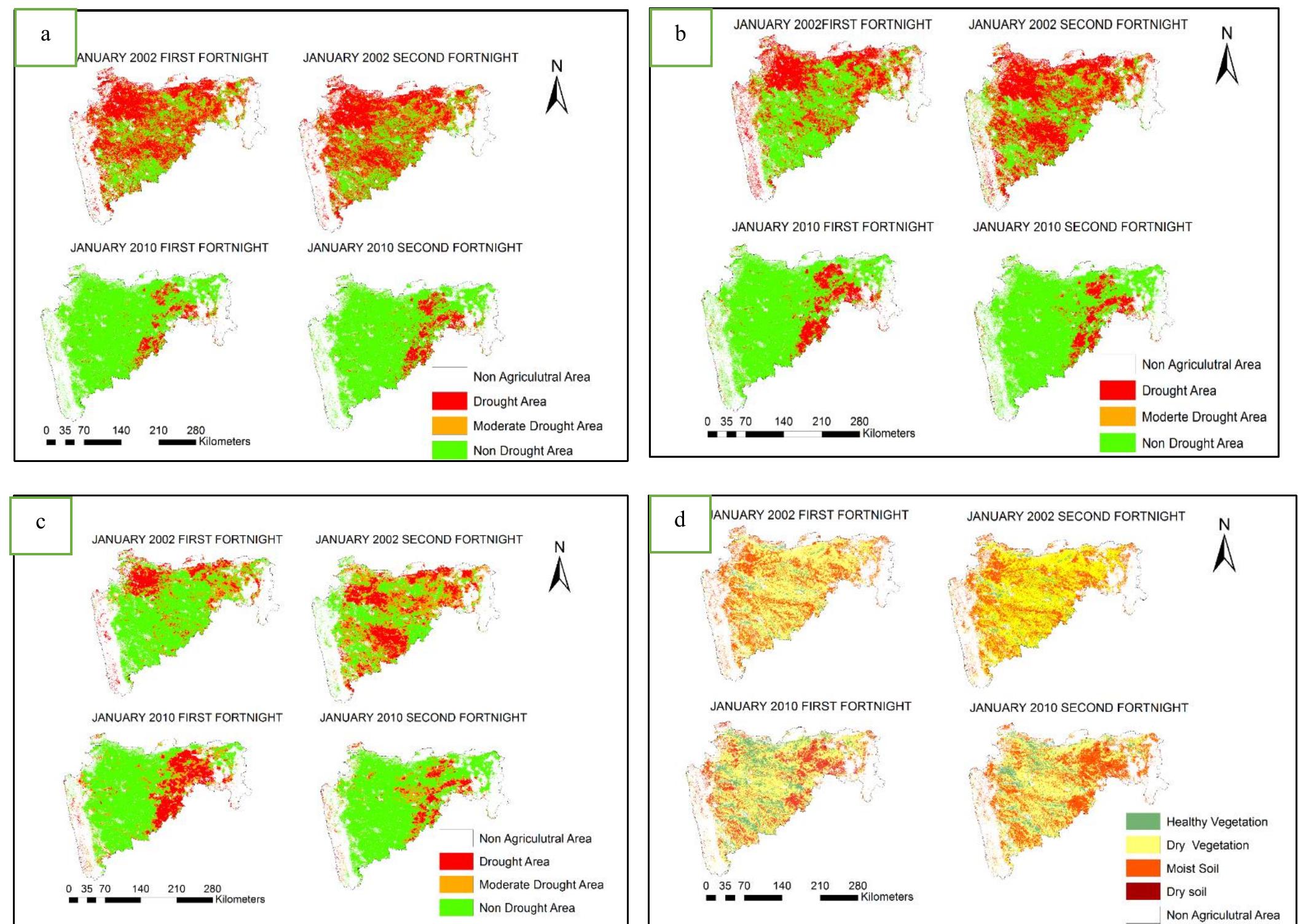Igure 14(a).vci maps for the year 2002 and 2010 (b)tci maps