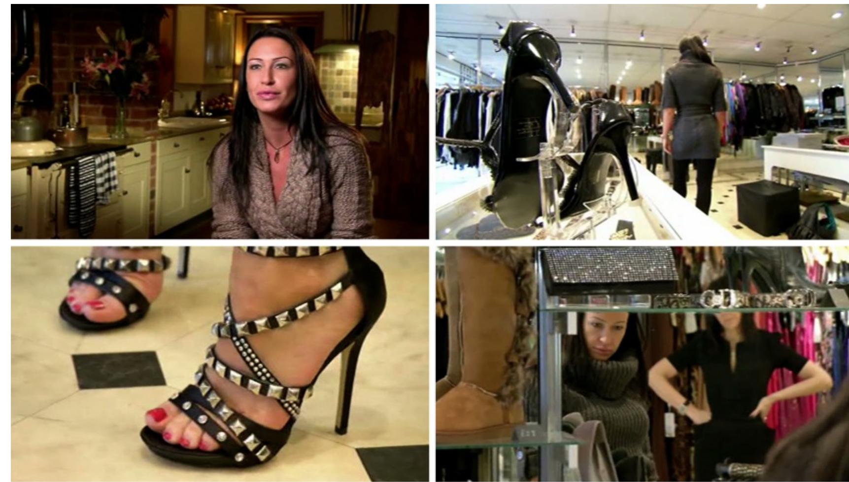 Fig. 4.12: Contestant on cooking show Come Dine with Me introduced in a shoe shop. Aired on Channel 4, March 2012. 